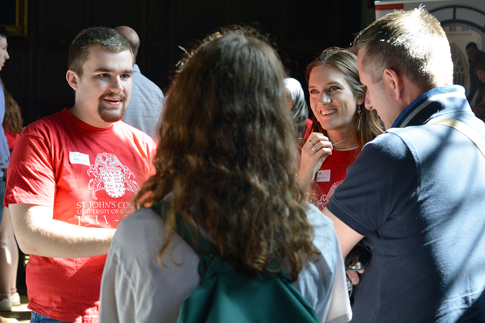 Students speak to visitors at a College Open Day