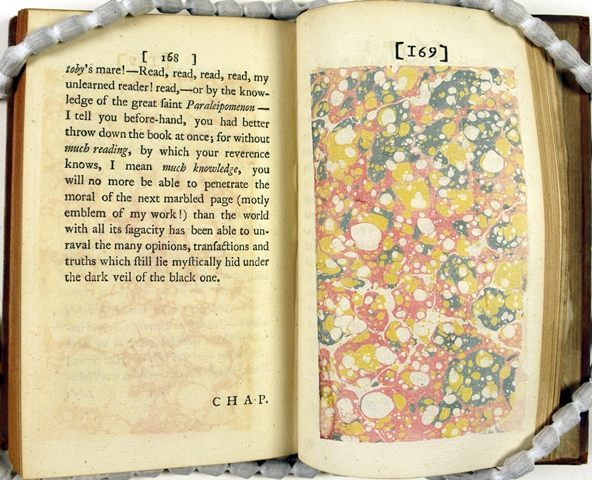 Marbled page in volume 3 (the first edition). The verso (p. 170) is also marbled