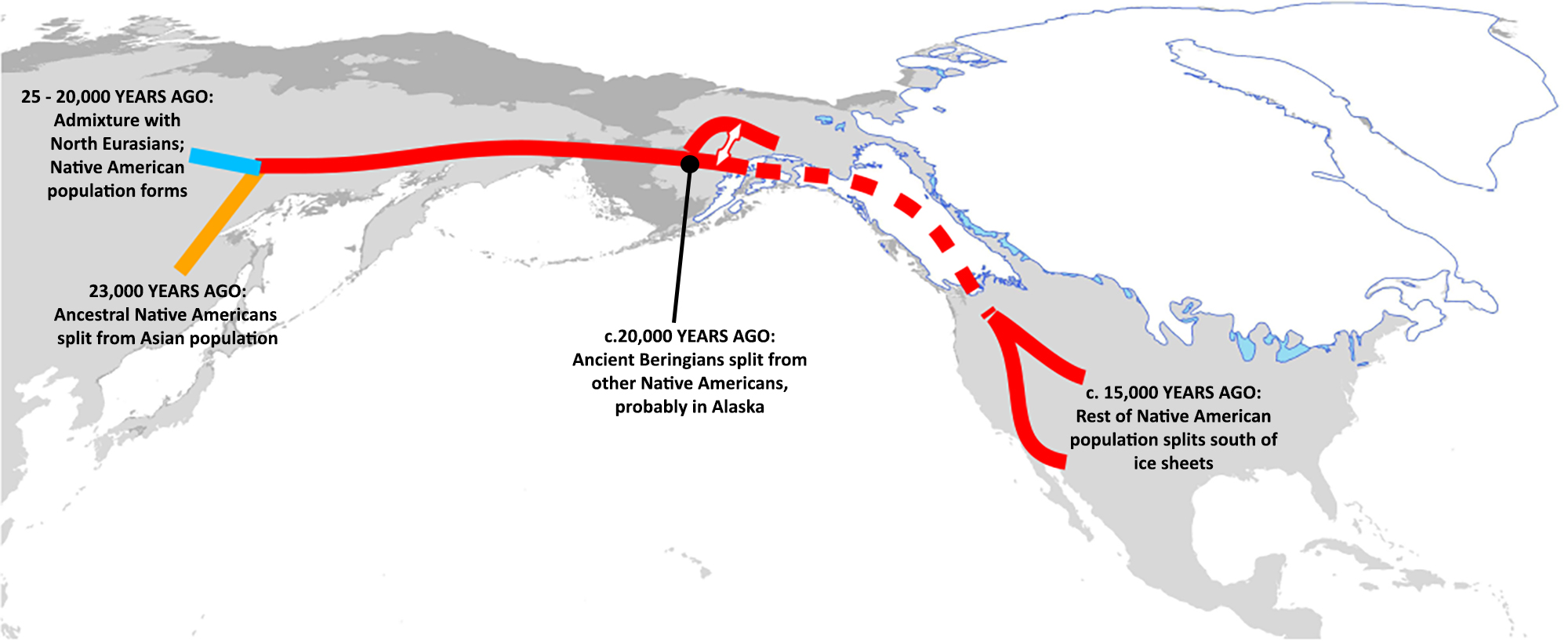 Map showing spread of populations