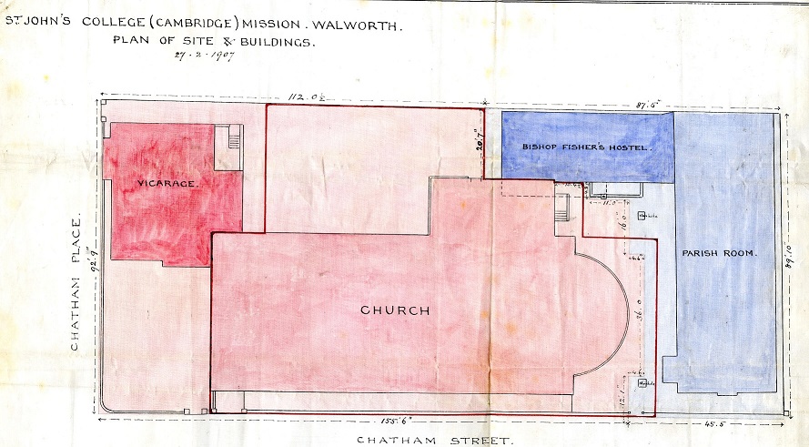 Plan showing St John's College Mission buildings, 1907